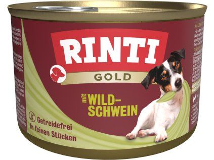 Finnern Rinti Gold konzerva pro psy divočák kousky 185 g