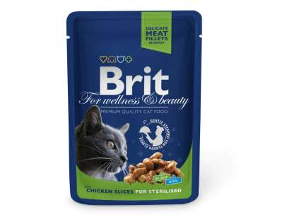 Kapsička Brit Cat Premium Pouches kuřecí plátky Sterilised 100 g
