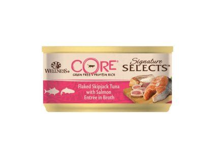 Wellness CORE Signature Selects Flaked Skipjack Tuna with Salmon Entrée in Broth 79 g