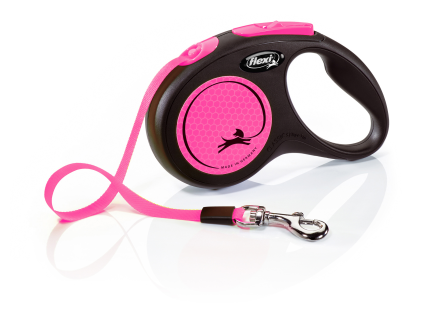 Flexi New Neon S pásek 5m/15 kg růžové