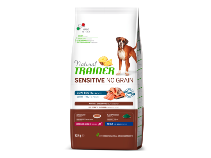 Natural Trainer Sensitive dog NO GRAIN M/M pstruh 12 kg